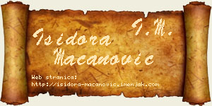 Isidora Macanović vizit kartica